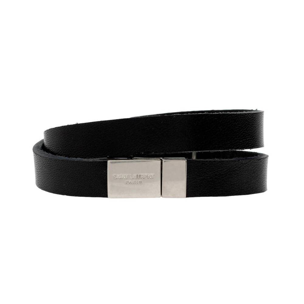 NEW SAINT LAURENT women's monogram leather bracelet in black - Picture 3 of 4